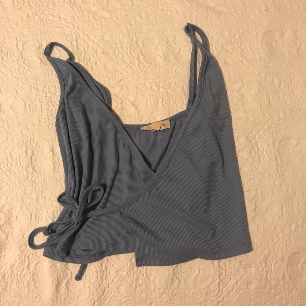 Light-Blue wrap crop top